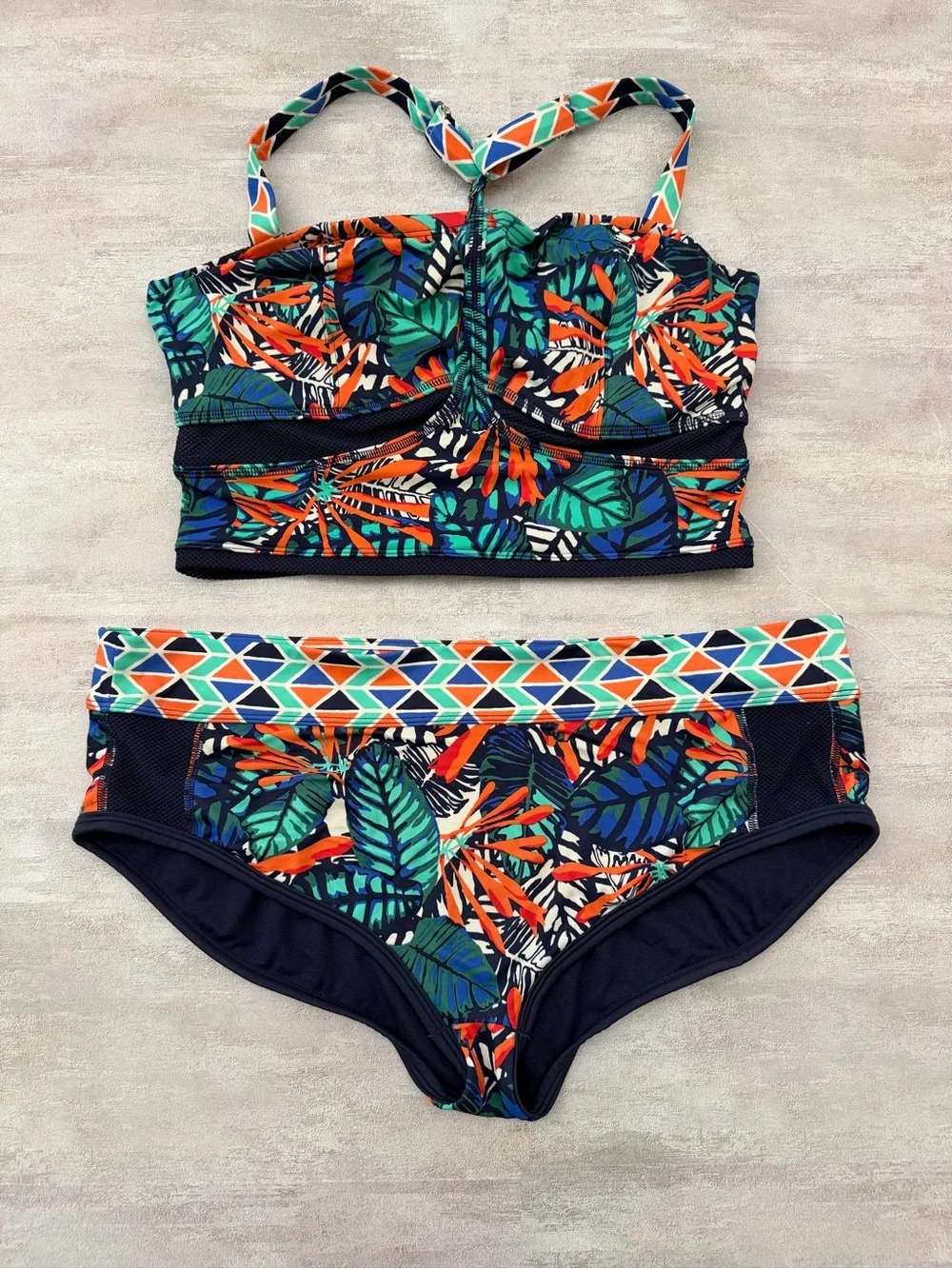 Athleta | Hanalei Print Bikini Swimsuit Set 36 D/DD Top & Bottoms Size L